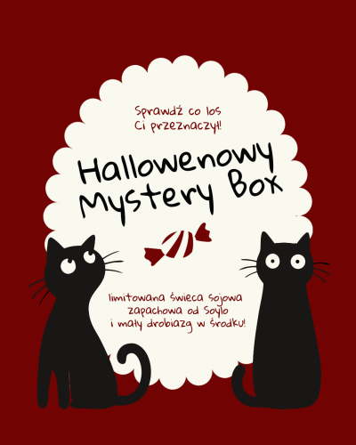 Hallowenowy Mystery Box od SOYLO w środku świeca i próbka wosku